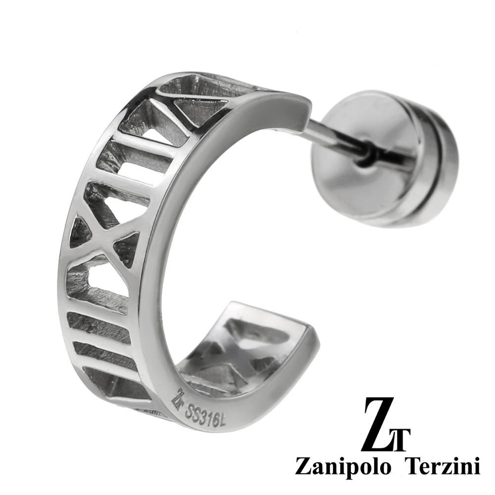 zanipolo terzini(ザニポロタルツィーニ) ナンバー ハーフ フープ ステンレス ピアス フープピアス メンズ 男性